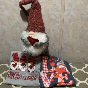 Set of 2 Valentine gnome Tee Shirts and a free Valentine gnome